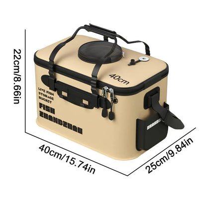 Folding Live Fish Bucket with Portable EVA Water Tank