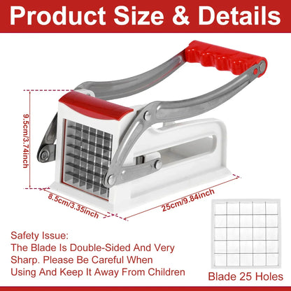 French Fry Cutter – Manual Potato Chipper with 25/49-Hole Blades