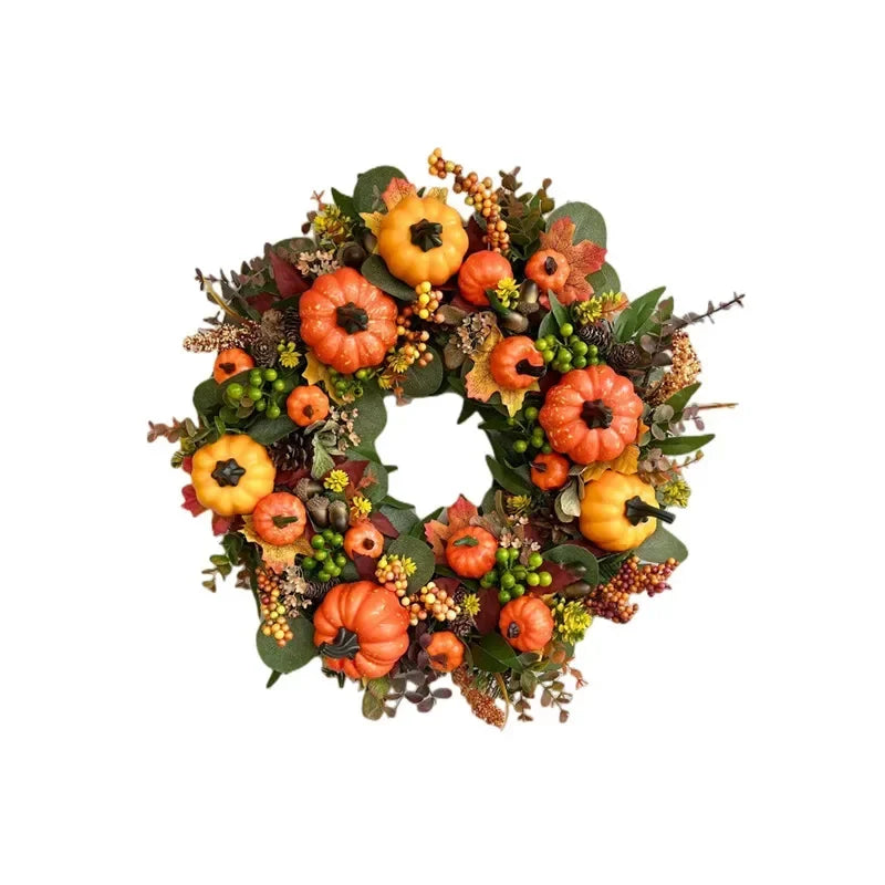 Christmas Autumn Berry Pumpkin Front Door Wreath