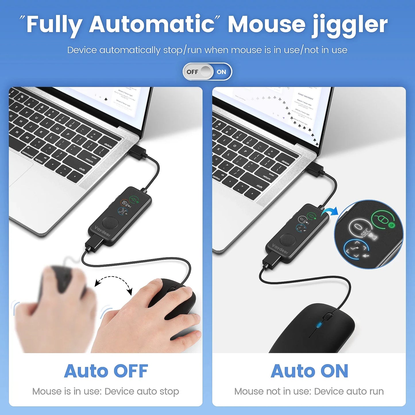 Fully Automatic USB Mouse Jiggler with HD Screen