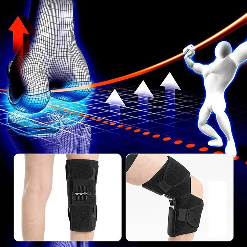 Adjustable Knee Booster Brace Strong Patella Support Black