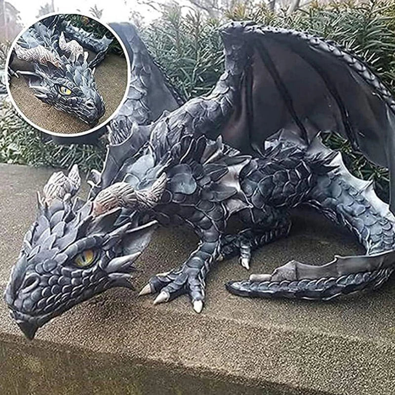 Garden Squatting Dragon Sculpture Guardian Statue Gothic Decor