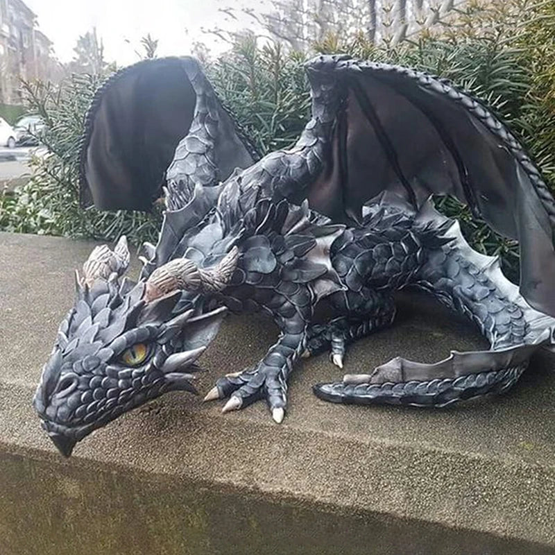 Garden Squatting Dragon Sculpture Guardian Statue Gothic Decor