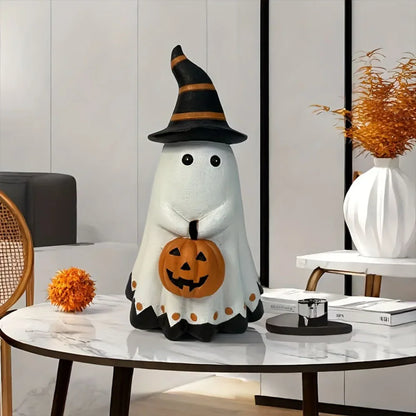 Ghost Pumpkin Figurine Halloween Resin