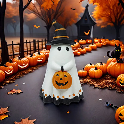 Ghost Pumpkin Figurine Halloween Resin
