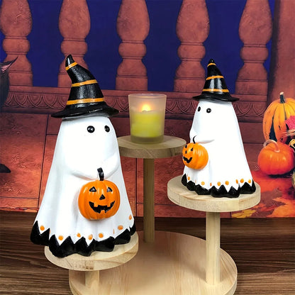 Ghost Pumpkin Figurine Halloween Resin