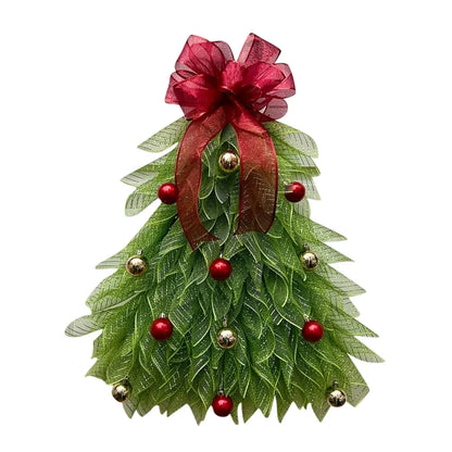 Hanging Christmas Tree Fabric Wreath Front Door Decoration