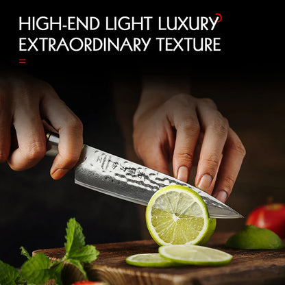 5-Inch Damascus Utility Knife 73-Layer Powder Steel Brown