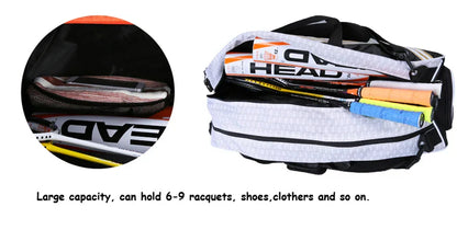 Tennis Rackets Bag Large With Separated Shoes Bag - Orange