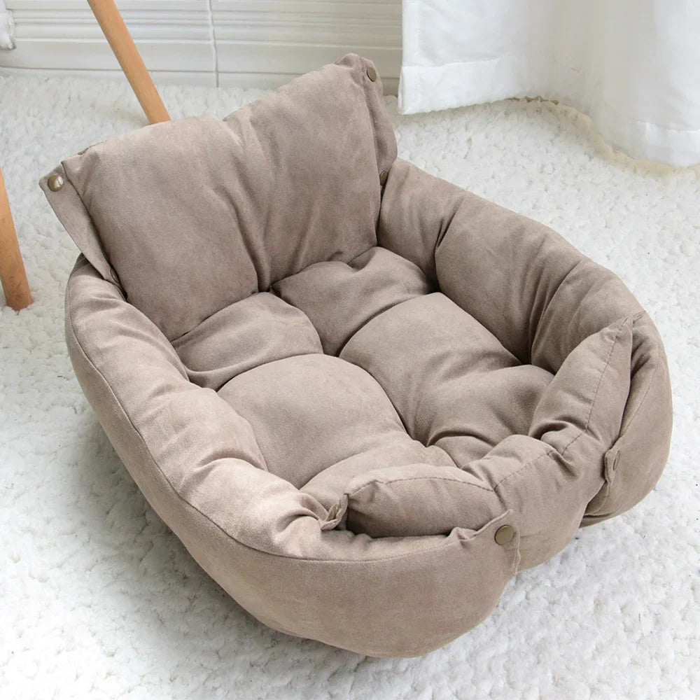 3-in-1 Multifunction Dog And Cat Bed Soft Cotton Convertible Pet Mat Brown