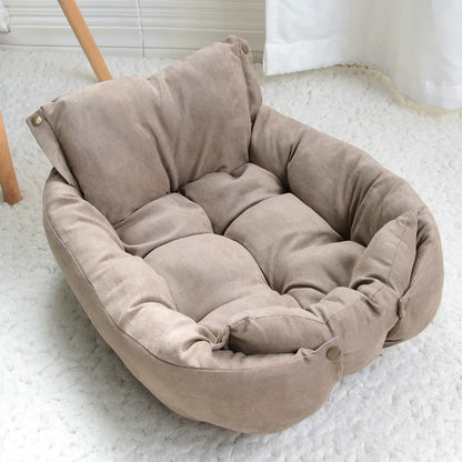 3-in-1 Multifunction Dog And Cat Bed Soft Cotton Convertible Pet Mat Brown