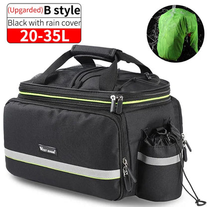 3-in-1 Waterproof Bike Trunk Bag Canvas Travel Luggage Black