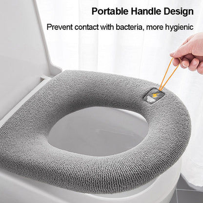 Winter Warm Toilet Seat Cover Closestool Mat 1Pcs Washable Bathroom Accessories Knitting Pure Color Soft O-shape Pad Bidet Cover