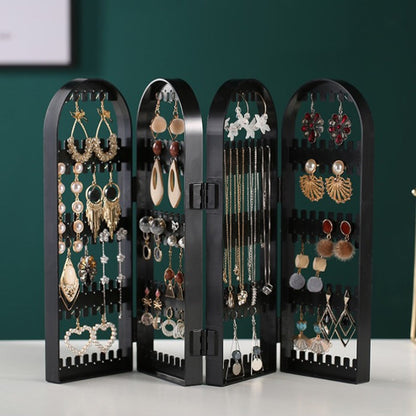 Earring Storage Box Jewelry Organizer Necklace Display Rack Foldable Holder Storage Cabinet Plastic Box 4 Doors 240 Holes Large