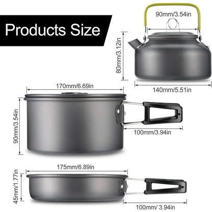 11-Piece Outdoor Camping Cookware Set Black