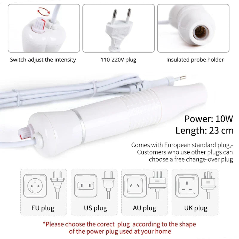 High Frequency Facial Machine with Argon Treatment - Electrotherapy Wand for Acne and Hair Care