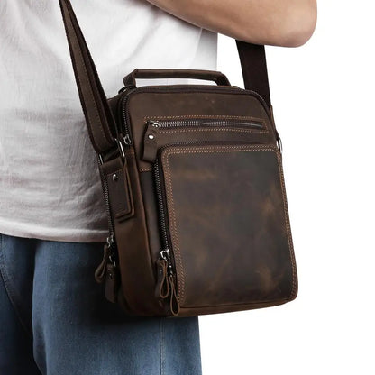 Vintage Genuine Leather Men's Small Shoulder Bag