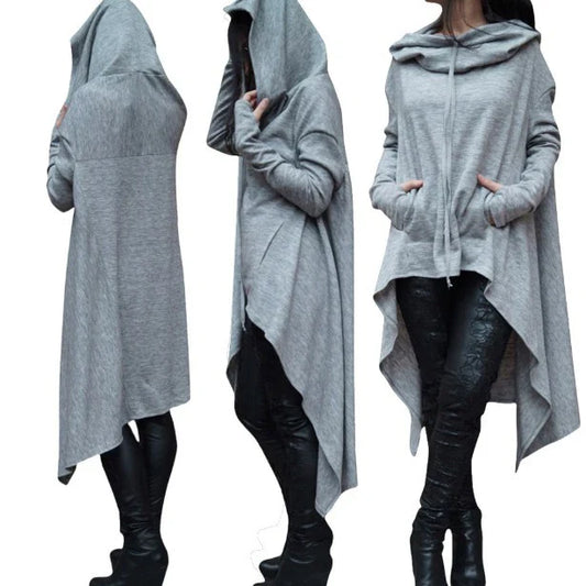 Longline Hooded Cape Sweatshirt