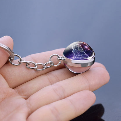 1pc Constellation Luminous Keychain Glass Ball Pendant Zodiac Keychain Glow In The Dark Key Chain Holder