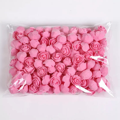 200 Pieces Teddy Bear of Red Roses 3cm Foam Christmas Decor - DIY Gifts & Artificial Flowers