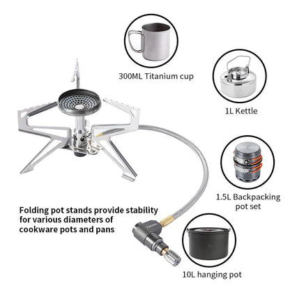 2900W Pressure Regulator Camping Stove Silver