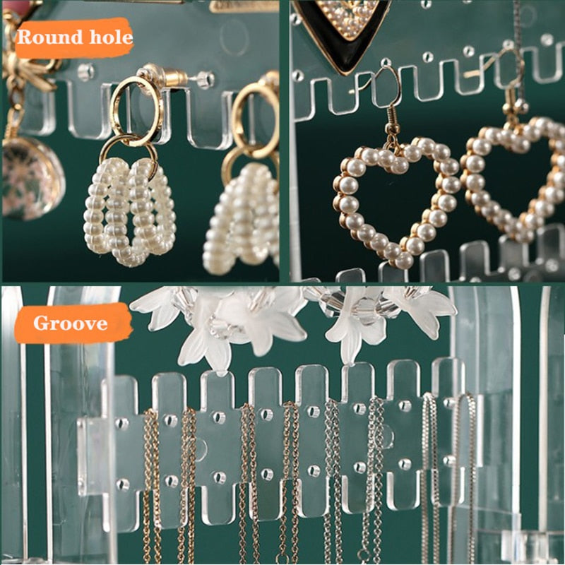Earring Storage Box Jewelry Organizer Necklace Display Rack Foldable Holder Storage Cabinet Plastic Box 4 Doors 240 Holes Large