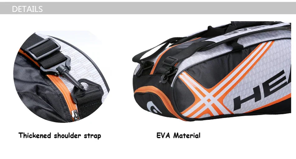 Tennis Rackets Bag Large With Separated Shoes Bag - Orange