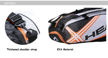 Tennis Rackets Bag Large With Separated Shoes Bag - Orange