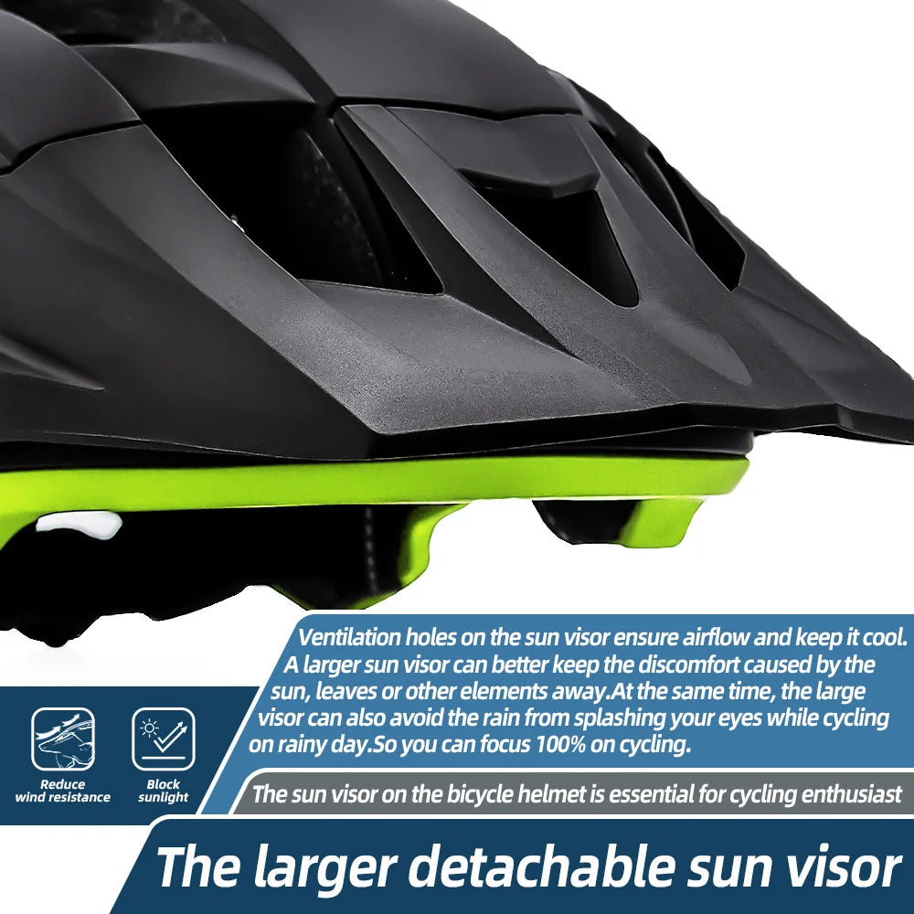 LED Bike Helmet Magnetic Goggles Sun Visor Green