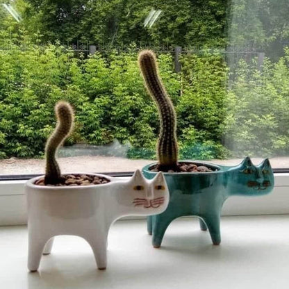 Ceramic Flower Pot Cute Cat Shape Garden Pots Succulent Planter Plant Container Home Desktop Decor Vase For Living Room