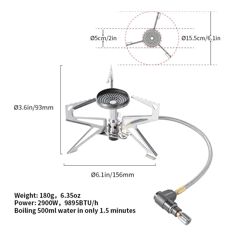 2900W Pressure Regulator Camping Stove Silver
