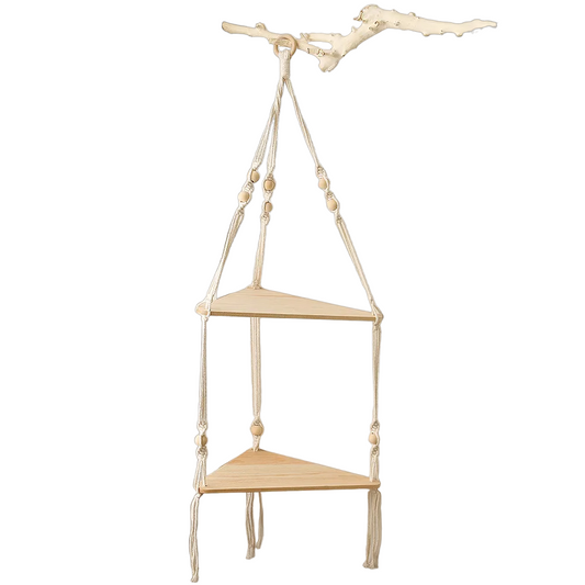 Boho Wood Hanging Shelf - Stylish Home Decor Shelves on Wall