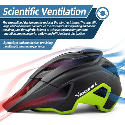 LED Bike Helmet Magnetic Goggles Sun Visor Green