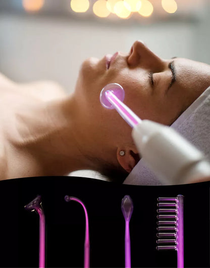 High Frequency Facial Machine with Argon Treatment - Electrotherapy Wand for Acne and Hair Care
