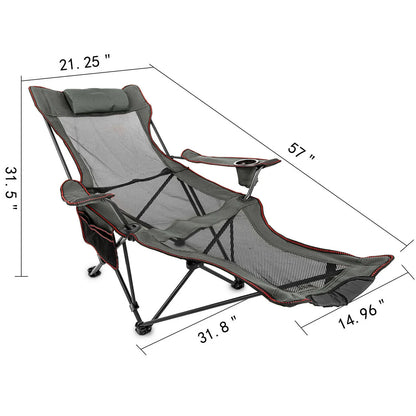 Outdoor Folding Camp Chair with Backrest & Footrest