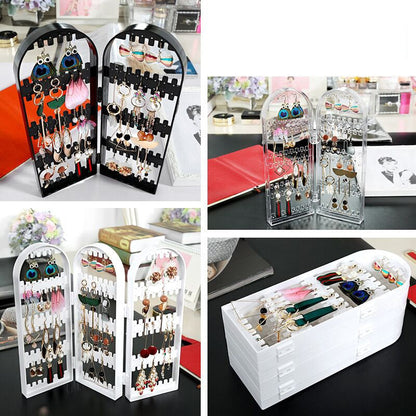 Earring Storage Box Jewelry Organizer Necklace Display Rack Foldable Holder Storage Cabinet Plastic Box 4 Doors 240 Holes Large