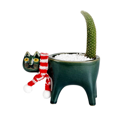 Ceramic Flower Pot Cute Cat Shape Garden Pots Succulent Planter Plant Container Home Desktop Decor Vase For Living Room
