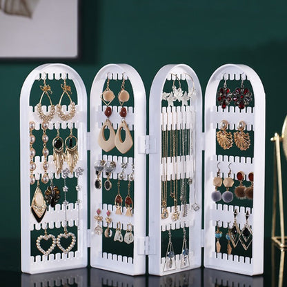 Earring Storage Box Jewelry Organizer Necklace Display Rack Foldable Holder Storage Cabinet Plastic Box 4 Doors 240 Holes Large