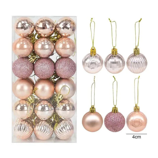 36pcs Rose Gold Christmas Balls - Xmas Tree Ornaments Set