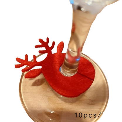 Christmas Felt Wine Glass Rings - Set of 10