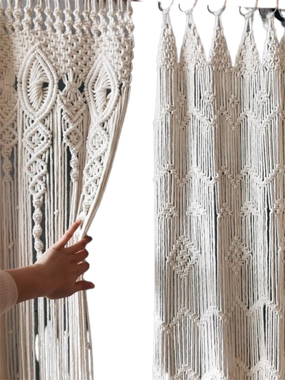 Boho Bliss: Hand-Woven Cotton Door Curtain Tapestry for Artistic Decor