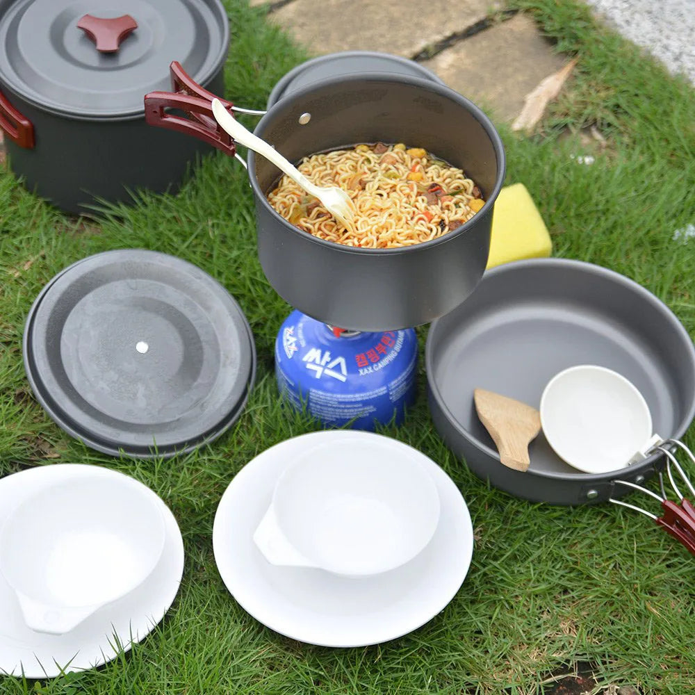14-in-1 Outdoor Camping Cookware Kit Brown