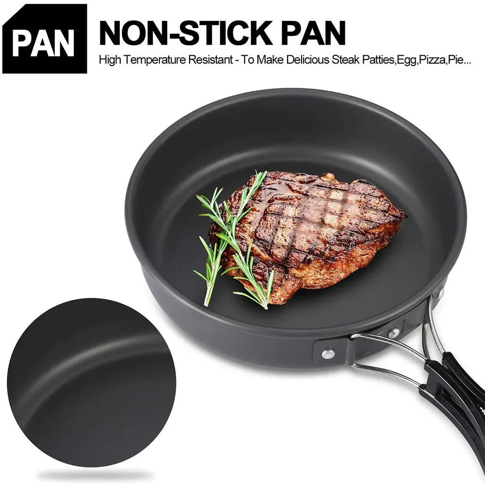 11-Piece Outdoor Camping Cookware Set Black