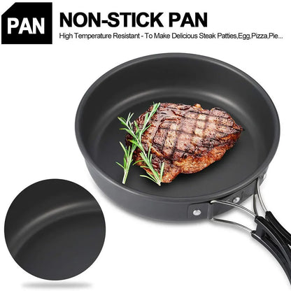 11-Piece Outdoor Camping Cookware Set Black