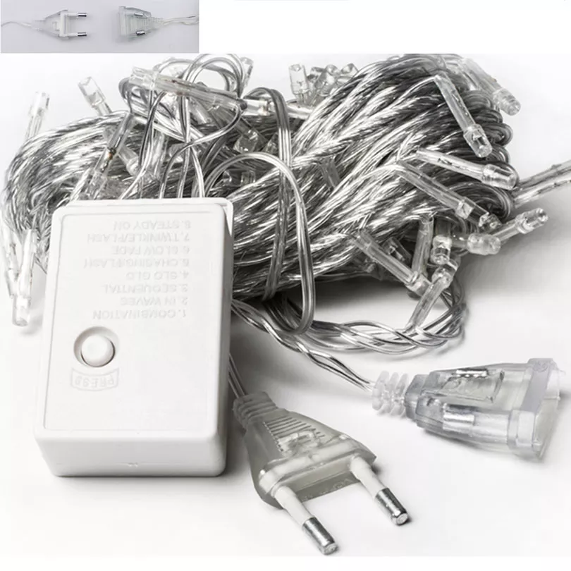 4.8M LED Curtain Icicle String Lights - Color-Changing Christmas Garland with 8 Flashing Modes