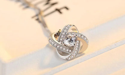 NNEOBA 925 Silver Four Leaf Clover Zircon Necklace