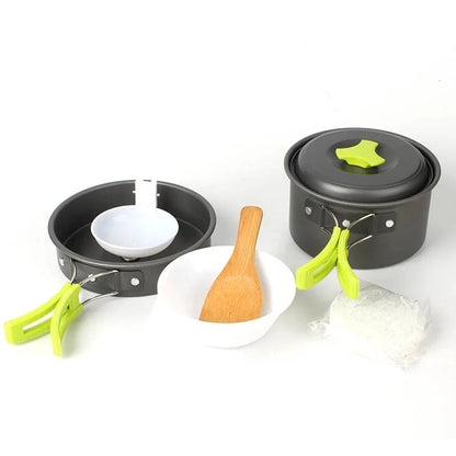 6-Piece Portable Camping Cookware Set Green