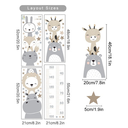 Baby Height Measurement Lion Animals Wall Sticker