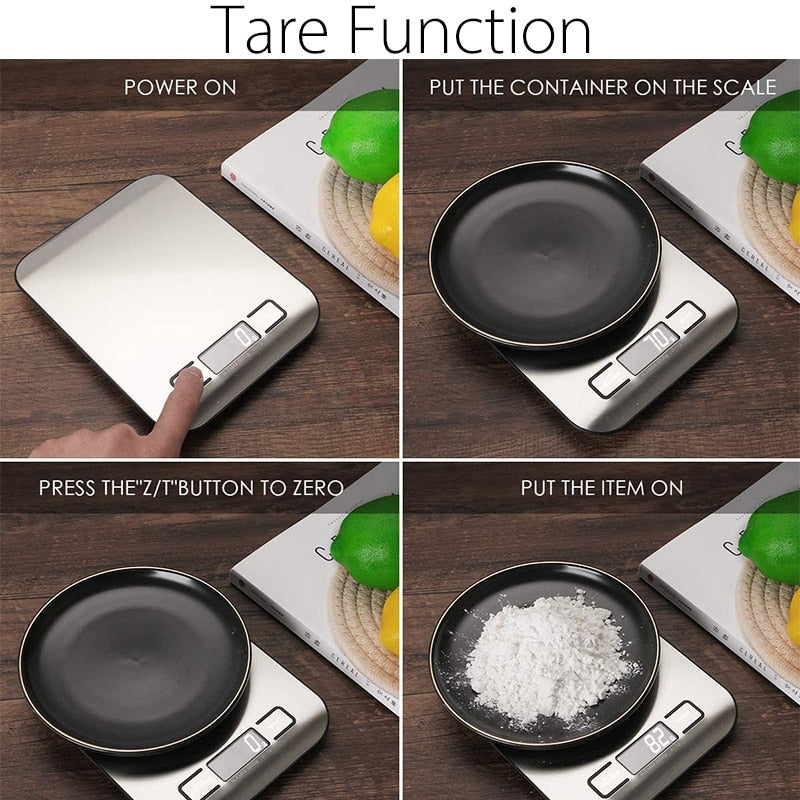 Digital Kitchen Scale 5kg/10kg Food Multi-Function 304 Stainless Steel Balance LCD Display Measuring Grams Ounces Cooking Baking