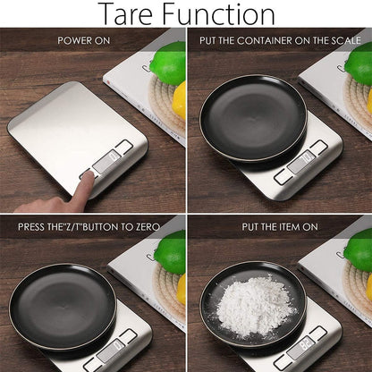 Digital Kitchen Scale 5kg/10kg Food Multi-Function 304 Stainless Steel Balance LCD Display Measuring Grams Ounces Cooking Baking